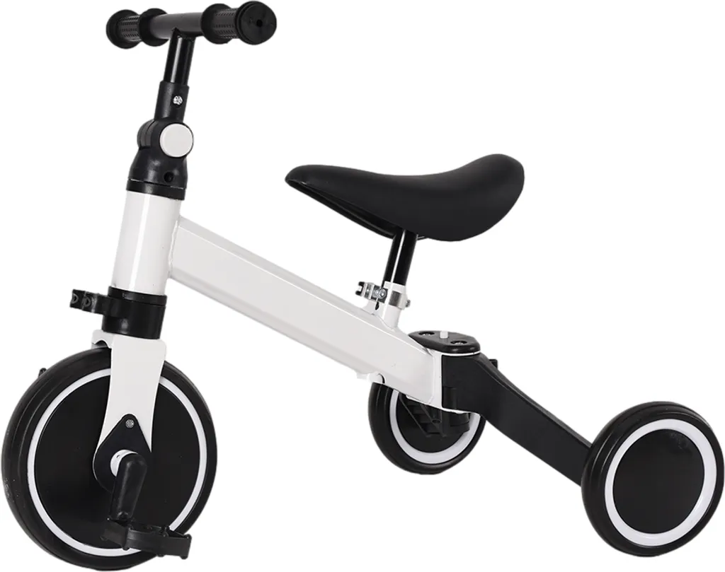 Tricycle 2 en 1 Blanc Anti-Chute avec Siège Réglable pour Bébé