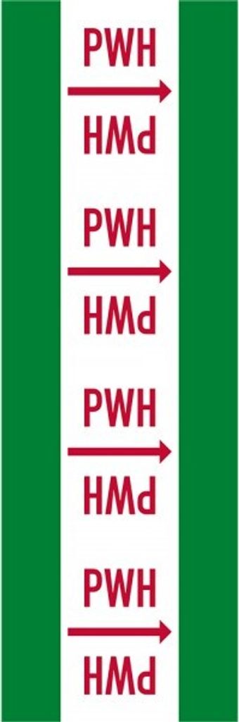 Dreifke Rohrleitungsband Trinkwasser warm, DIN 2403, grün/rot, 104mm, 33m/Rolle