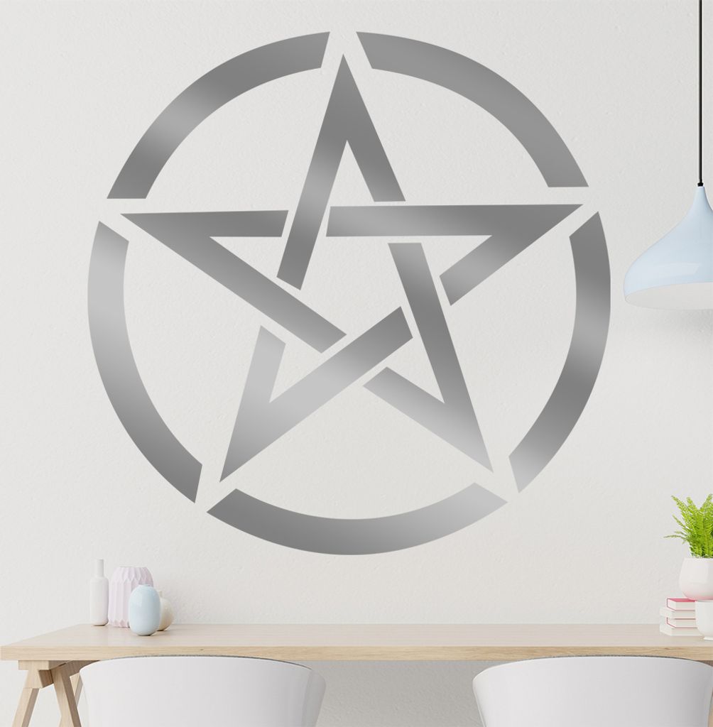Pentagram im Kreis Wandtattoo in 6 Größen - Wandaufkleber Wall Sticker - Dekoration, Küche, Wohnzimmer, Schlafzimmer, Badezimmer