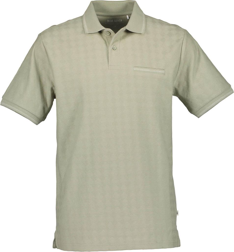 Blue Seven Herren Poloshirt mit dezenter Brusttasche - Unifarbenes Kurzarm-Shirt mit Polokragen in Khaki Größe L