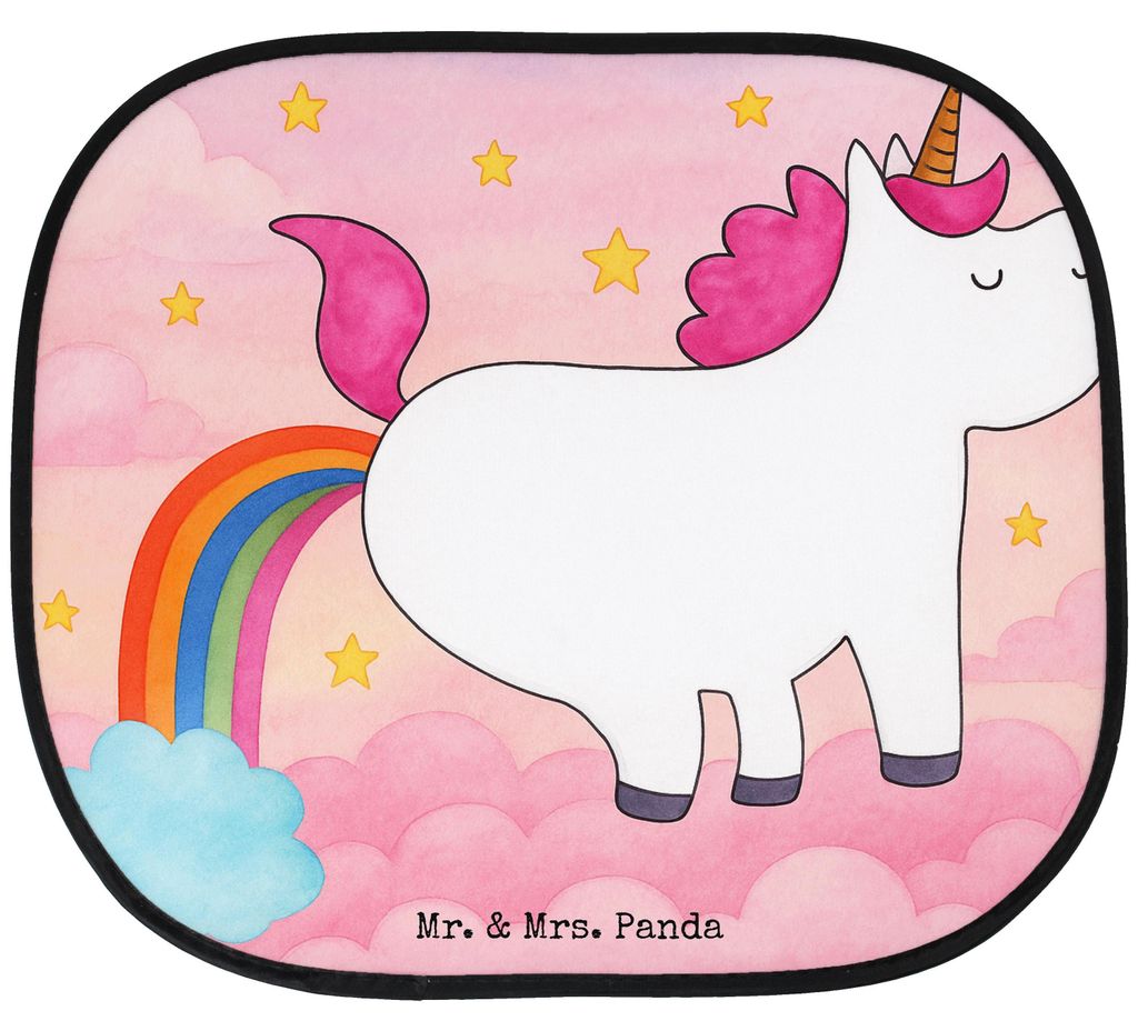 Mr. & Mrs. Panda Sonnenblende Auto Einhorn Pupsen Design - Weiß - Geschenk, Regenbogen, Unicorn, Sonnenschutz für Autoscheiben, saugnapf, Pups, P...
