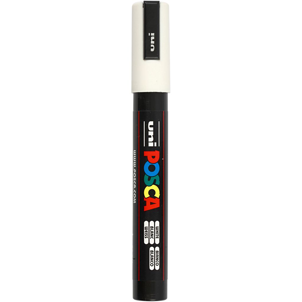 POSCA PC-5M, Weiß, Mehrfarbig, Tinte auf Wasserbasis, Produktbild 