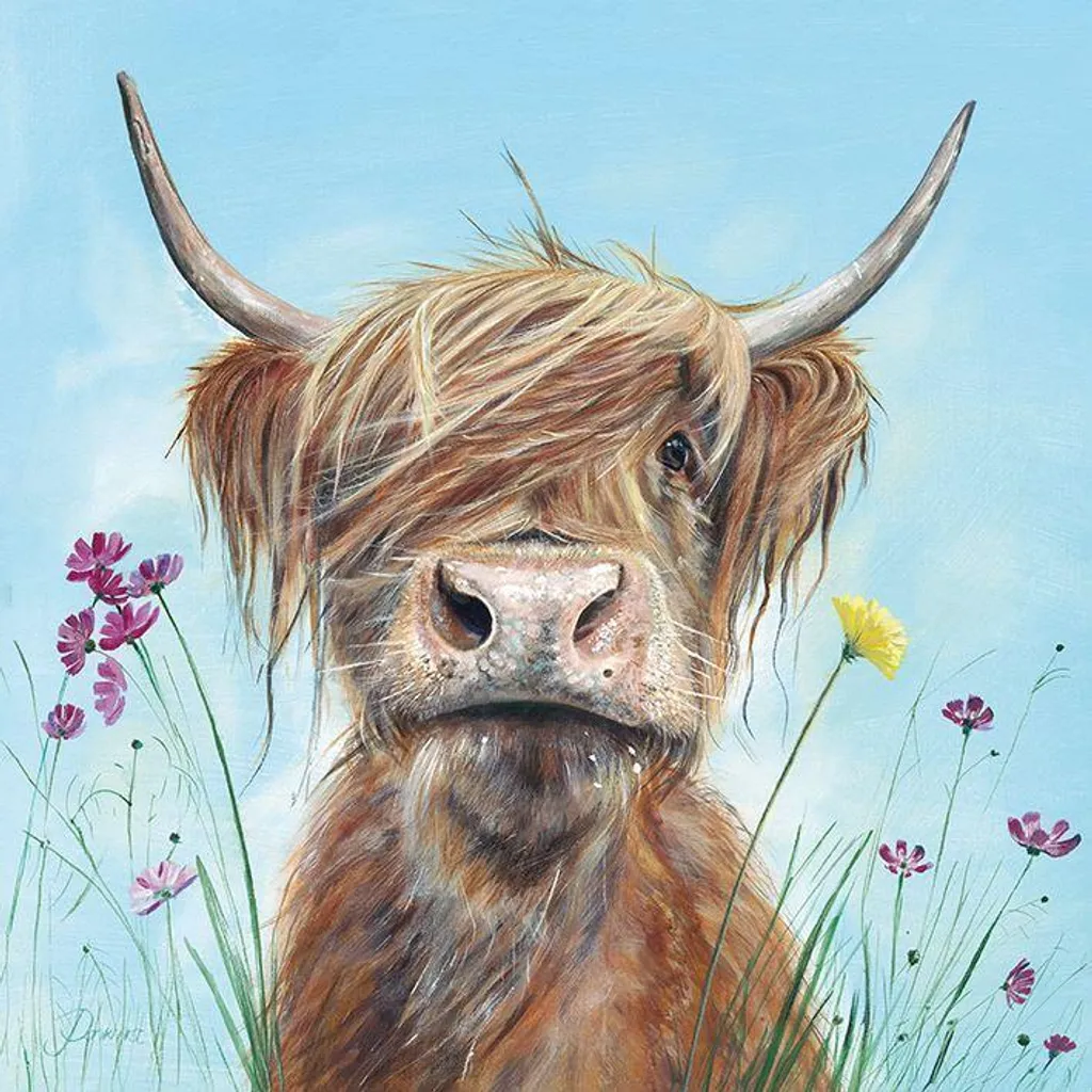 Tableau Déco Vache Ronald Junior - Impression sur Toile 60x60 cm Cadrée