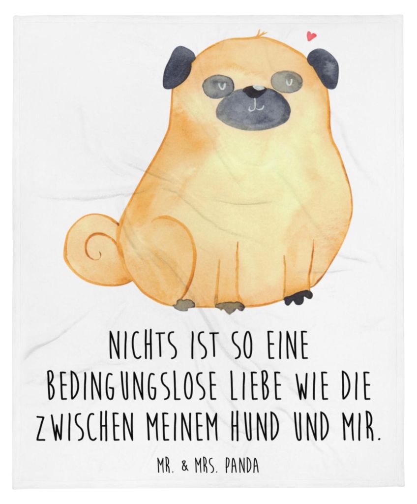 Mr. & Mrs. Panda Kuscheldecke Mops - Weiß - Geschenk, Schlafdecke, Pure Liebe, Wohndecke, Hund, Bettüberwurf, Sprüche, Knuffig, Bettdecke, Tages...