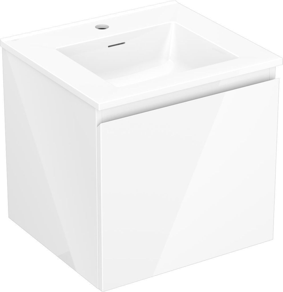 Mexen Orio Badezimmerunterschrank 50 cm mit Waschbecken Otis, 1 Schublade, weiß glänzend - 91A10-05047-1-BF00-W18M00