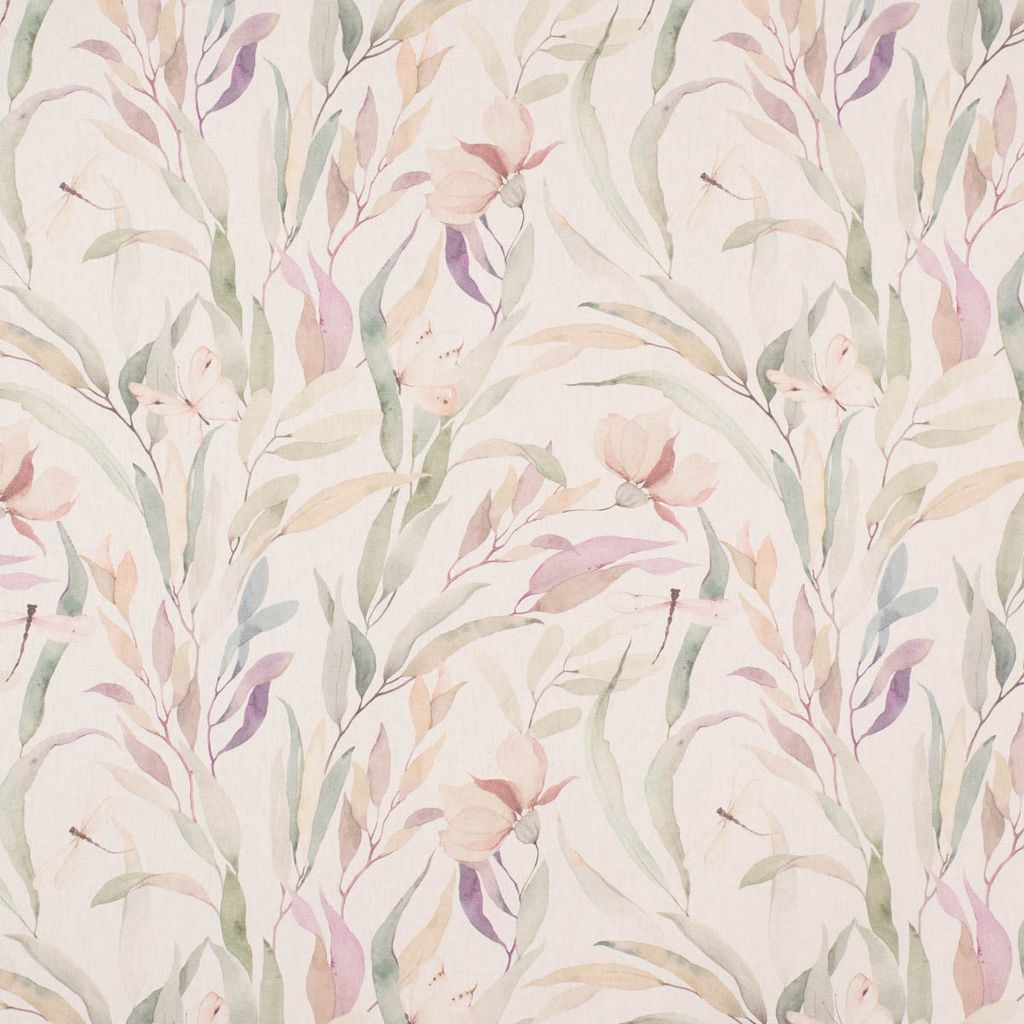 Dekostoff Meterware Baumwolle Digitaldr. Aquarell Blätter Blüten