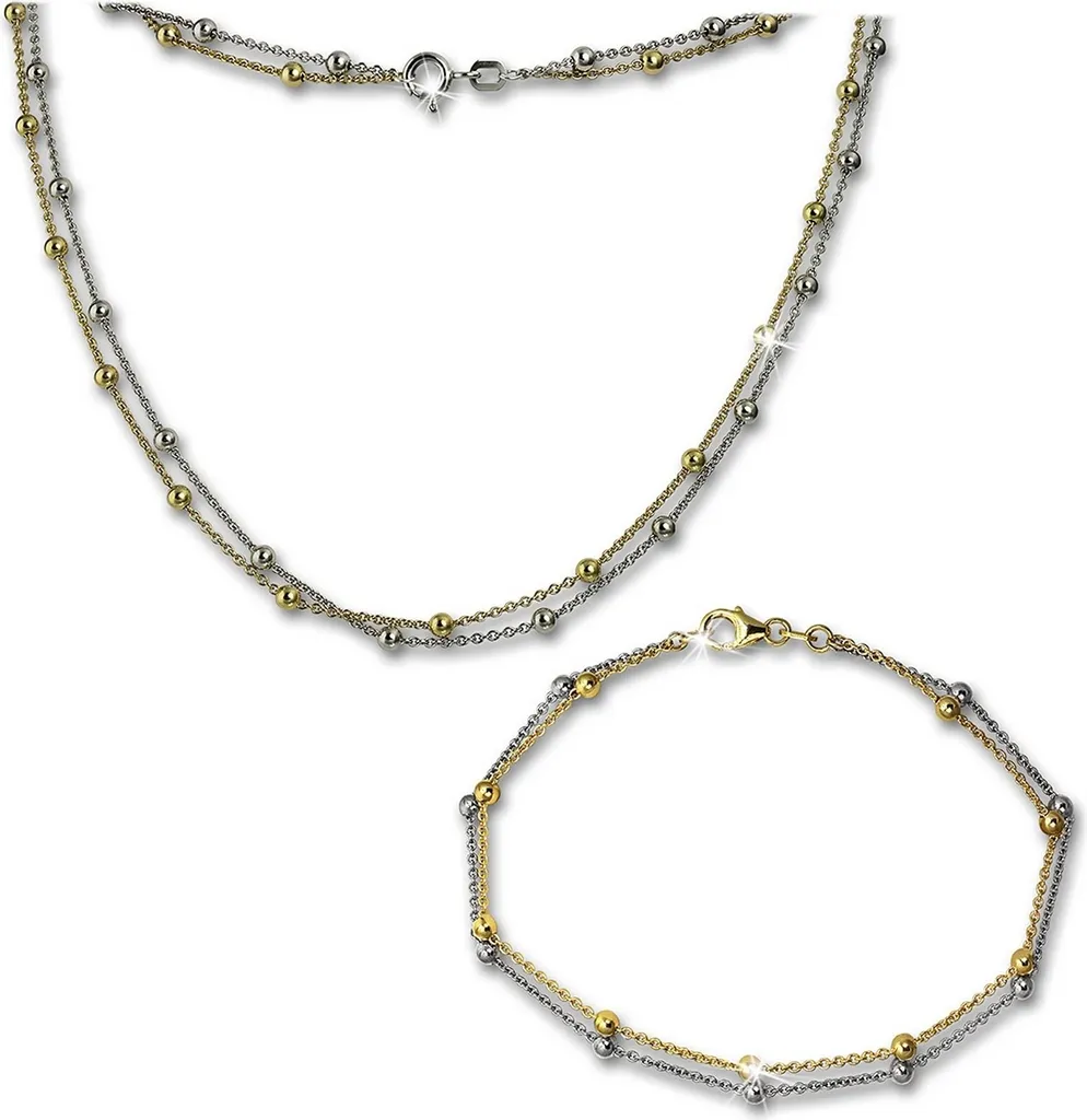 Ensemble Bijoux Bicolore Argent et Or 925 pour Femme Style Moderne