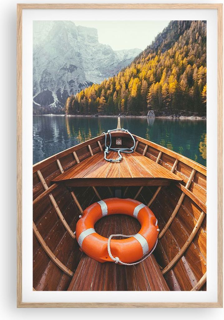 Gerahmtes Poster - Rahmen in heller Eiche - £ódŸ Berge Kajak - 61x91,5 cm - Wand Bild - Wanddeko - Wandbilder - Kunstposter - Wandposter - Bilde...