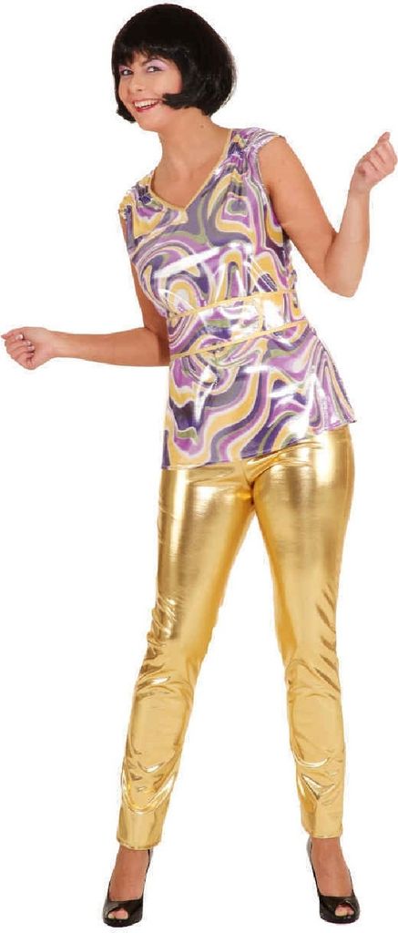 O9347-36 gold Damen Glanz Leggings Partyhose Gr.36