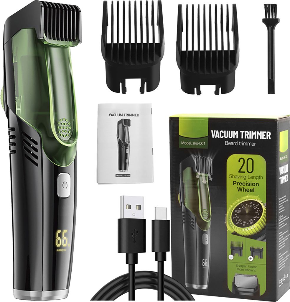 Kabelloser Haarschneider fuer Maenner, wiederaufladbarer Friseurschneider mit LED-Anzeige, professionelles Pflegeset fuer den Heimgebrauch, IPX6 wa...