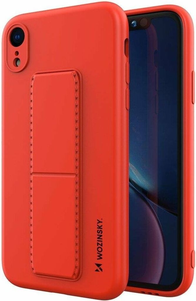 cofi1453 Kickstand Hülle Bumper aufstellbar für Iphone 11 Pro Max Silikon Hard Case Schale Zubehör Tasche Schutz mit integriertem Magneten Rot