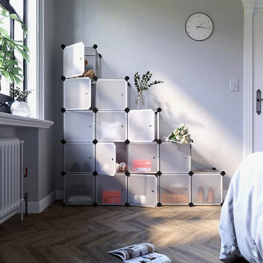 Étagère à compartiments 16 cubes montage rapide sans outils noir - 2
