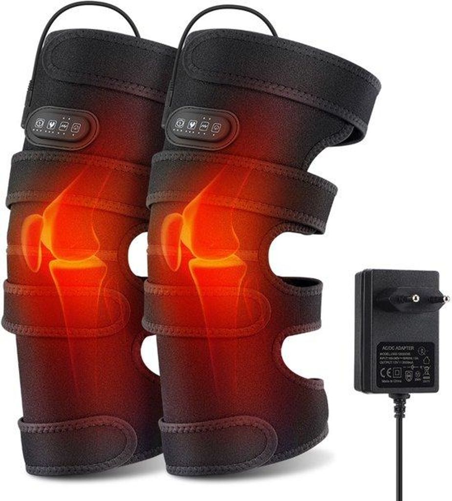 Elektrische kniemassage, 12V, 3 Stufen, 5 Massagen, Kniebandage, Wärme- und Massagefunktion