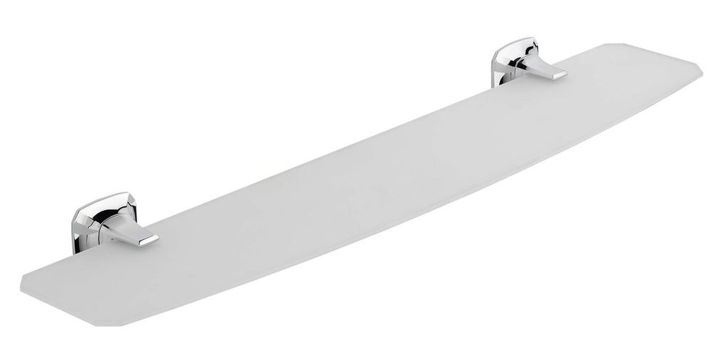 Ablage Glasablage Badezimmer, Regal, verchromt Messing Glas, AIDA 56 cm, Milchglas