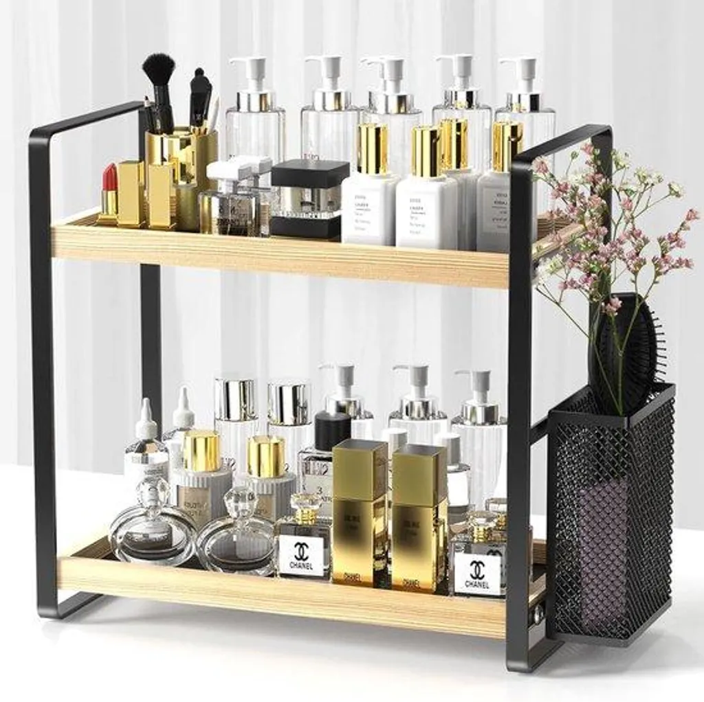 Organiseur de meuble de salle de bain avec tiroir coulissant blanc