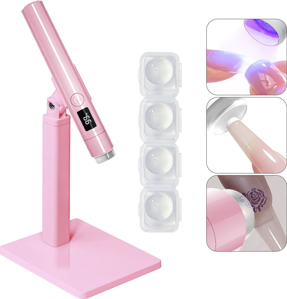 2-in-1 Mini-UV-Lampe für Gel-Nagellack, tragbare 3W LED-Nagellampe, 20s/60s Zeitmodi, USB-Aufladung, geeignet für Anfänger-Heimwerkersalons, Rosa