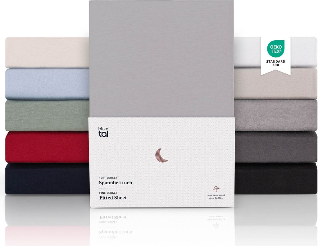 Blumtal Premium Spannbettlaken 200x200 cm Jersey - 100% Baumwolle - Bettlaken 200x200 Baumwolle - Dunkelgrau