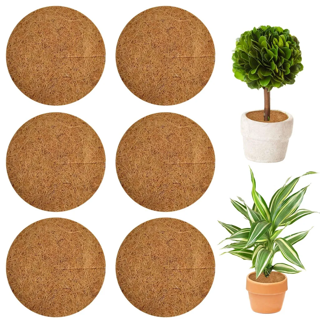 Disque de paillage en fibre de coco 20 cm - Lot de 6 protections pots