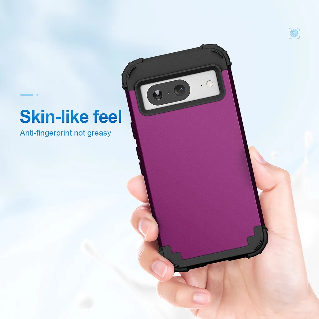 Custodia XINYEXIN Per Google Pixel 8 Con Protezione Fotocamera Scorrevole – Anello Magnetico 360° E Supporto – Militare Anticaduta – Viola
