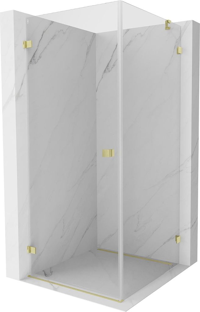 Mexen Lunar-B Duschkabine schwenkbar links 70 x 70 cm, transparent, gold gebürstet - 832-070-070-55-00-L