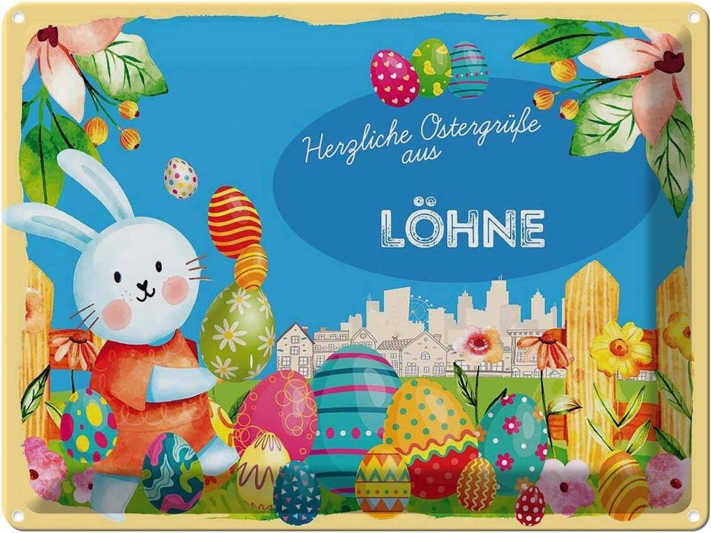 vianmo Blechschild 30x40 cm Ostern Ostergrüße LÖHNE Gruß Fest
