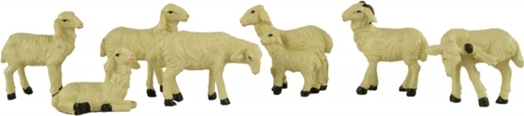 Handbemalte Krippenfiguren Schafe 7 tlg, ca 4,5cm,geeignet für Figuren von 10-13 cm