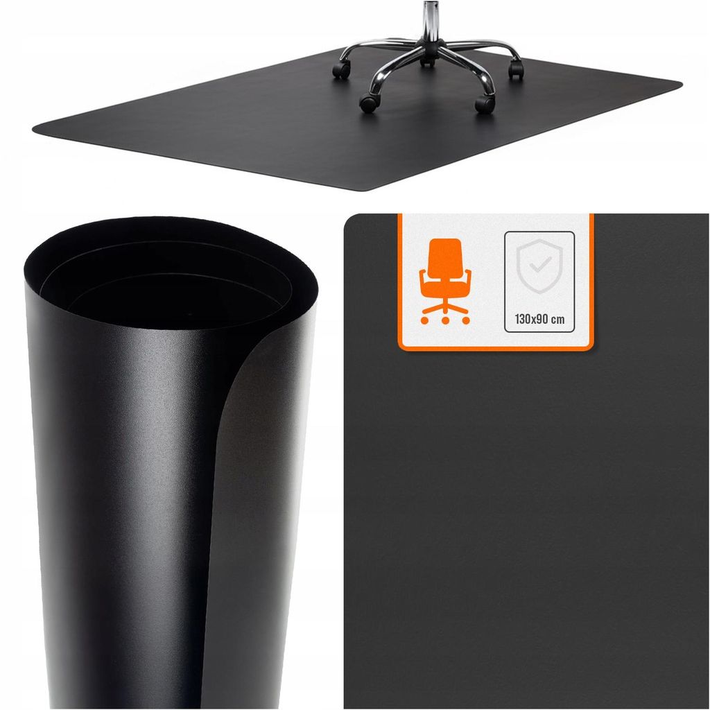 Schutzmatte für Bürostühle, 90 x 130 cm, für den Boden, schwarz