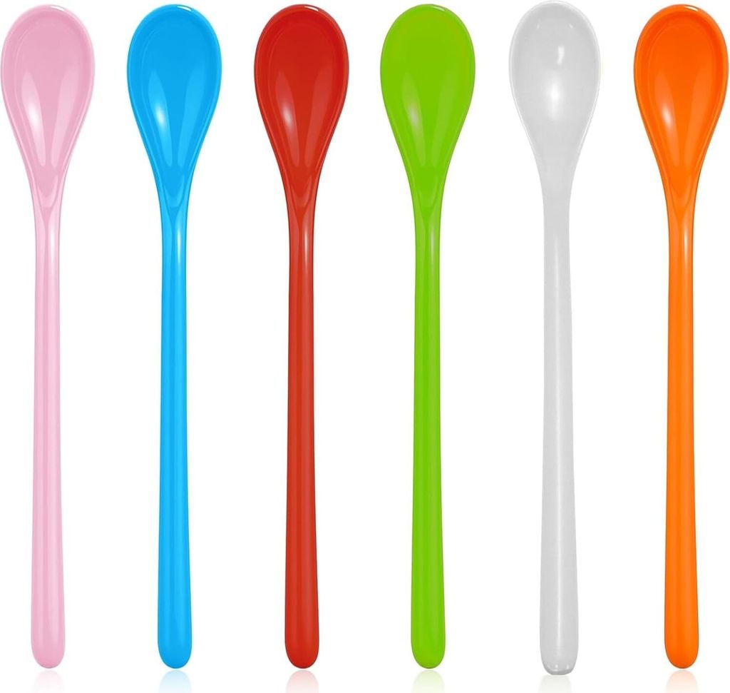 6 Stück Plastiklöffel Langer Stiel, Plastiklöffel Lang Mehrweg, Lange Eierlöffel Kunststoff, Eislöffel Lang, Marmeladenlöffel Lang, Cocktail ...