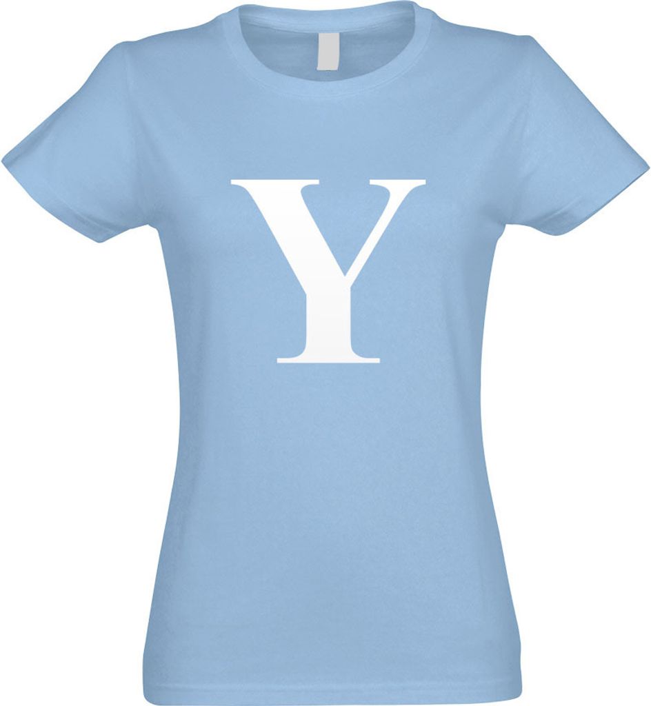 Kiwistar - T-Shirt tailliert - Damen - himmelblau - Buchstabe Y - Alphabet - mit Motiv Bedruckt - Funshirt Design - Sport - Freizeit - Damen - XXL