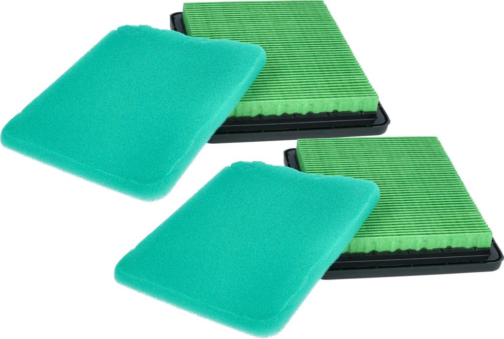 vhbw Filterset kompatibel mit Honda GX100TAMP, GX100U, GX100UT, GXR120RT, GXV57 Motor für Vertikutierer, Rasenmäher - 2x Vorfilter, 2x Luftfilter