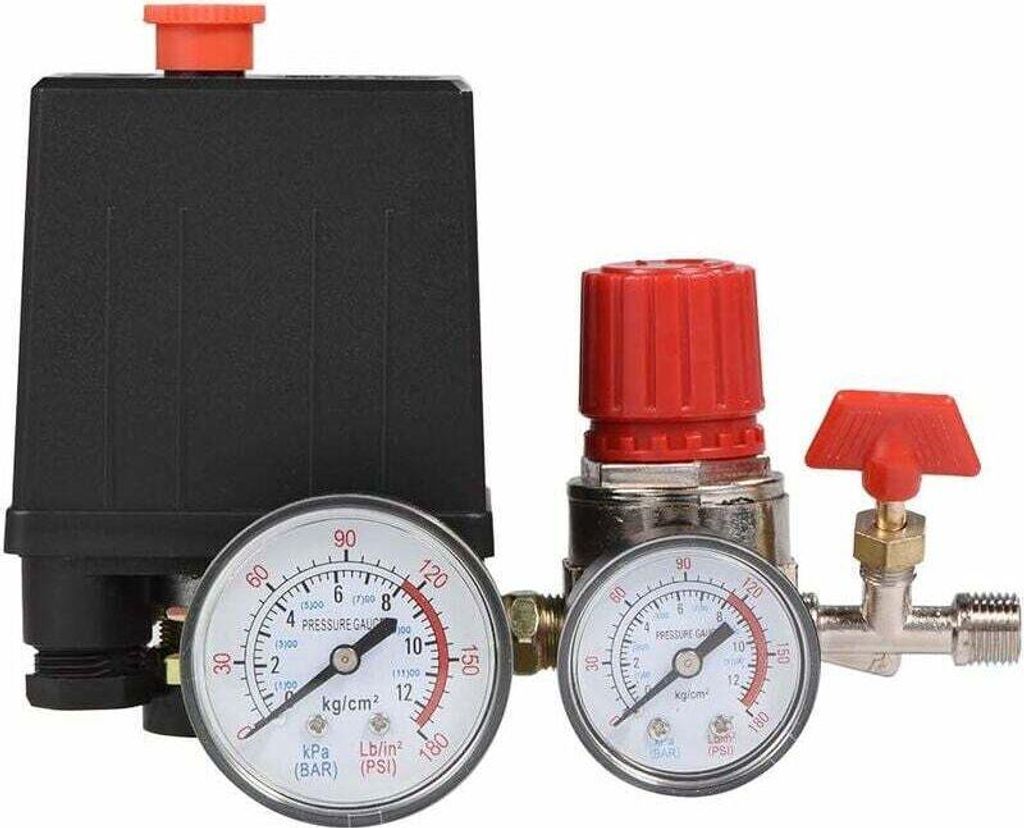Druckschalterventil für Luftkompressor, Luftkompressor mit Reglern, Manometer (Kunststoff-Manometer)