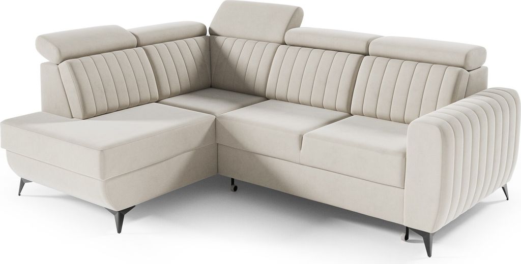 Couch für Wohnzimmer, Samstoff, Ecksofa mit Schlaffunktion und Bettkasten, Schlafsofa, Sofagarnitur, L Sofa Eckcouch L-Form Wohnlandschaft mit Bet...