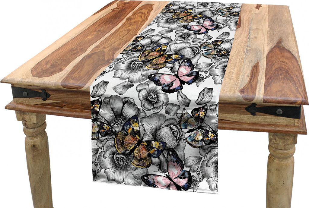 ABAKUHAUS Garten-Kunst Tischläufer, Rosen in der Blüte Frühling, Esszimmer Küche Rechteckiger Dekorativer Tischläufer, 40 x 300 cm, Mehrfarbig