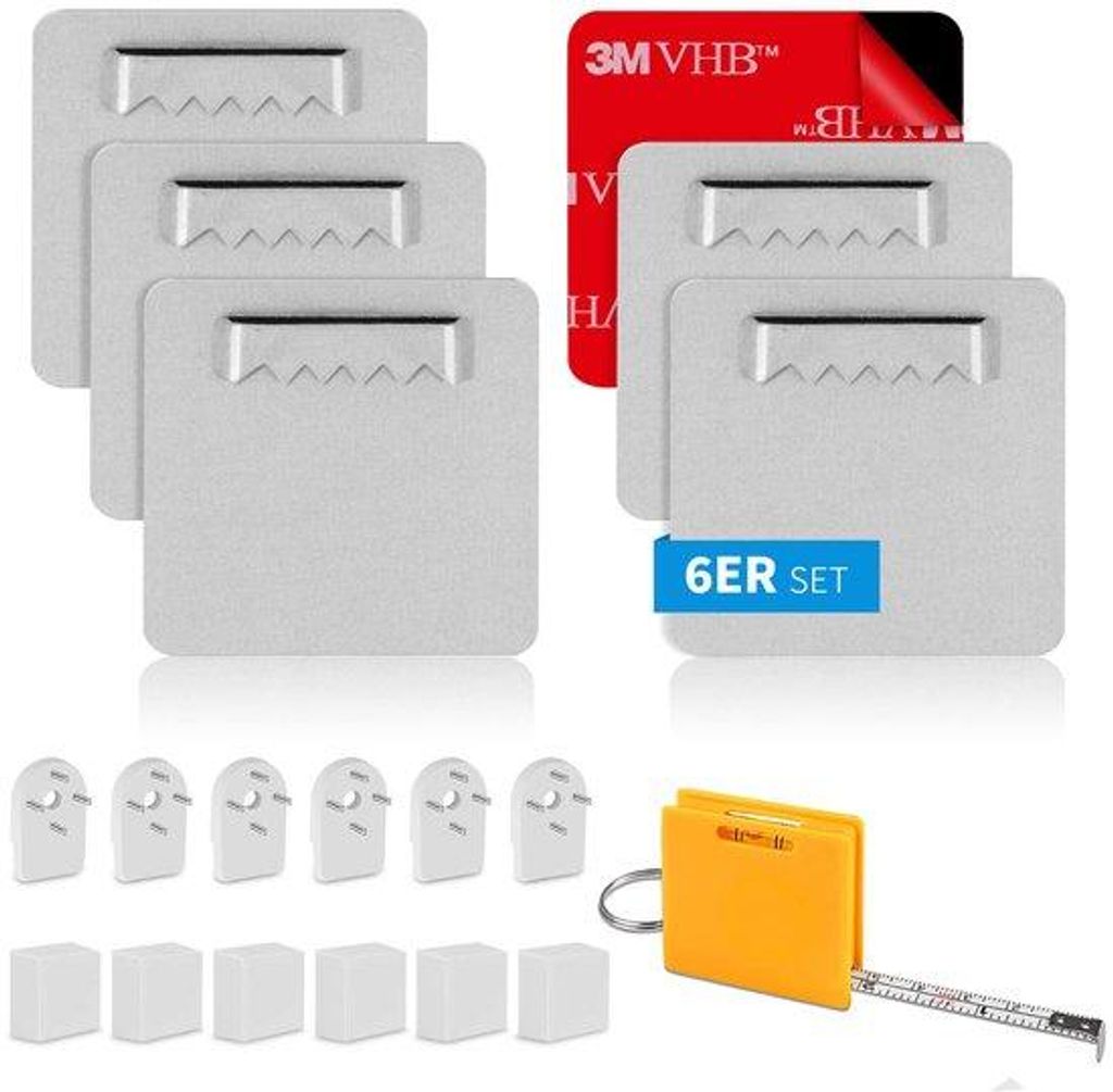 Selbstklebende Bilderrahmen, 6 Stück, ohne Bohren, Acrylglas-Halterung, Aluminium-Dibond, bis 2,5 kg Tragfähigkeit