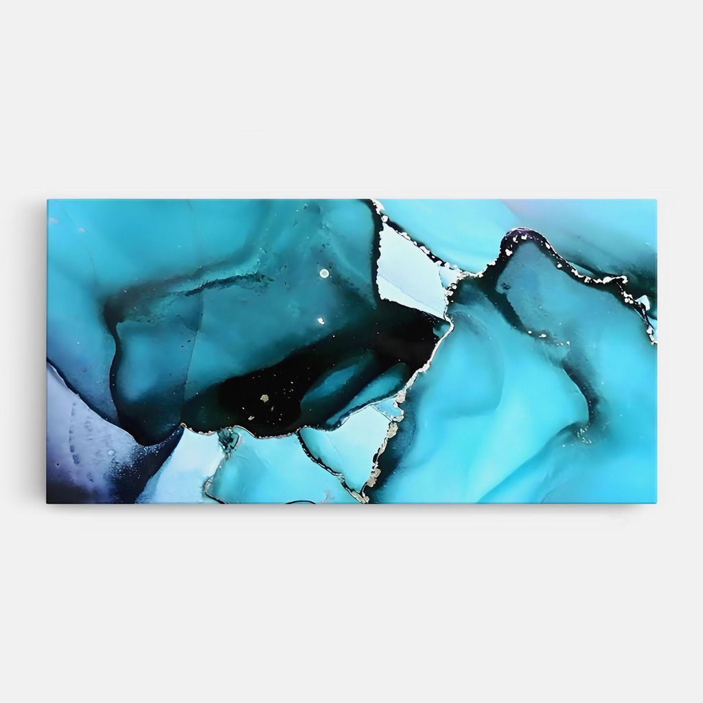 ARTHUB Leinwandbild 50x100 cm, Blue Paint Marble | Wohnzimmerdekoration, Hängende Bilder, Wanddekoration, Heimdekoration, Abstrakte, Marmor