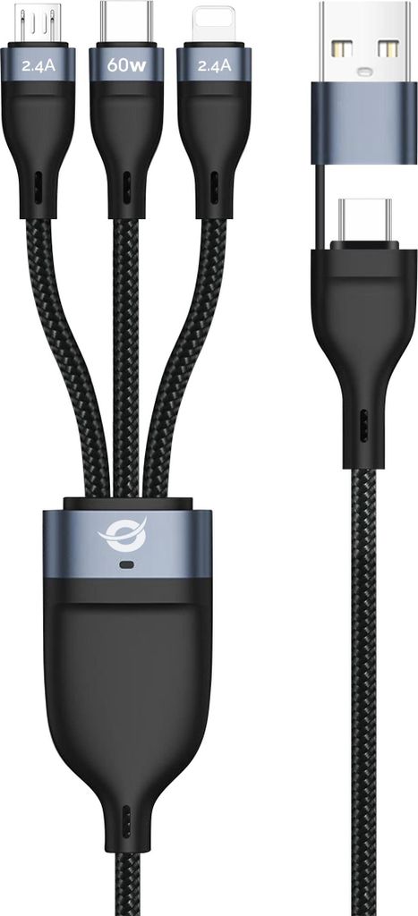 CONCEPTRONIC USB-C Kabel ETTA05B15 60W 1,5m schwarz 3-in-1