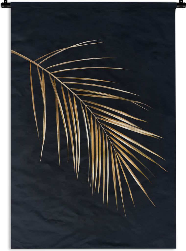 MuchoWow Wandteppich Wandbehang Farn - Gold - Schwarz 90x135 cm Tapisserie Dekoration Wandtuch - Baumwolle - Wandskulptur