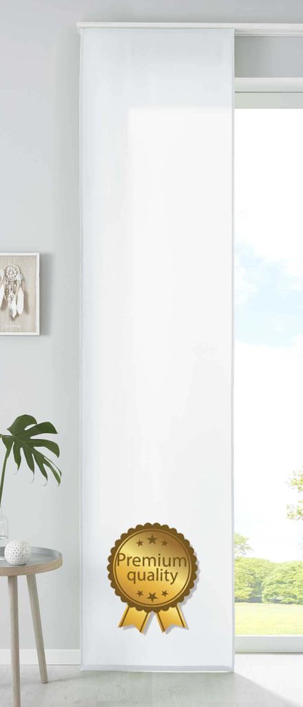 1er Set Schiebegardine Flächenvorhang Mikrofaser Vorhang Gardine Raumteiler HxB 245x60 cm Weiß Deluxe Matt Paneelwagen Beschwerungsstange, 85600N