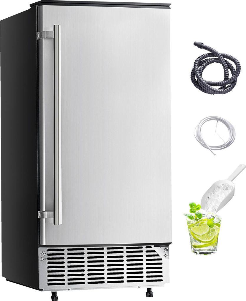SucceBuy Unterbau-Einbau-Eismaschine - Leistung 36 kg/Tag, Edelstahl, Türanschlag wechselbar, für gewerbliche und private Küchen, elektrische En...