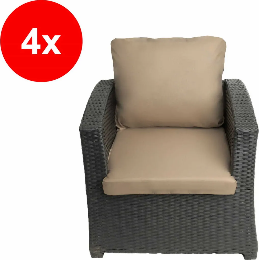 Set 4 Cuscini Ricambio Poltrona Rattan 56x52x7 - Alta Densità Beige