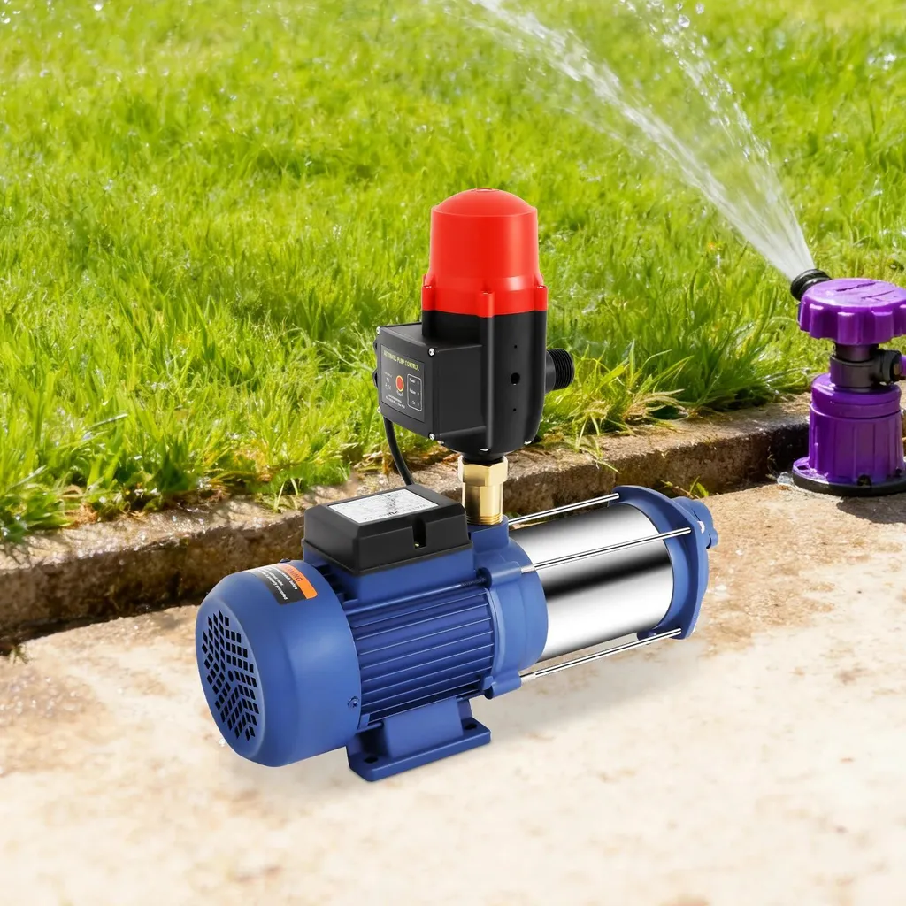 Pompe à eau de surface 3,5 CV bleue avec régulateur de pression jardin