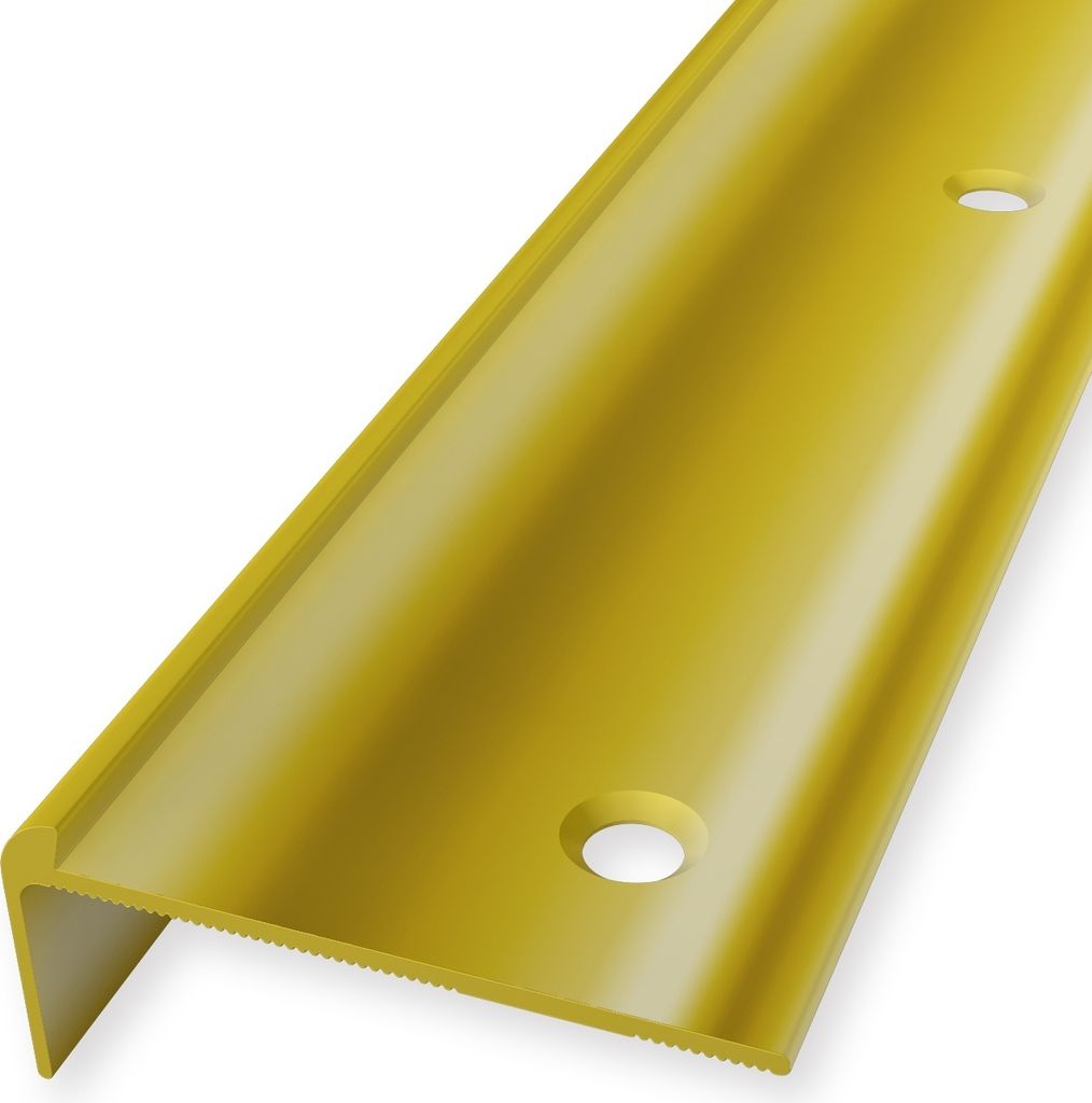 Treppenkantenprofil 19 x 48 x 2500 mm Winkelprofil Einfasshöhe 3 mm Messing Poliert hochwertig Versenkt Gebohrt Messing Küberit