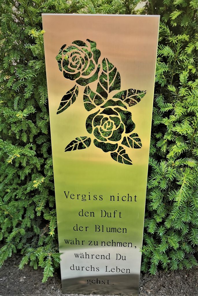 Gartenstecker "Rose" 120 cm Schilder Tafel Beetstecker aus Edelstahl matt gebürstet