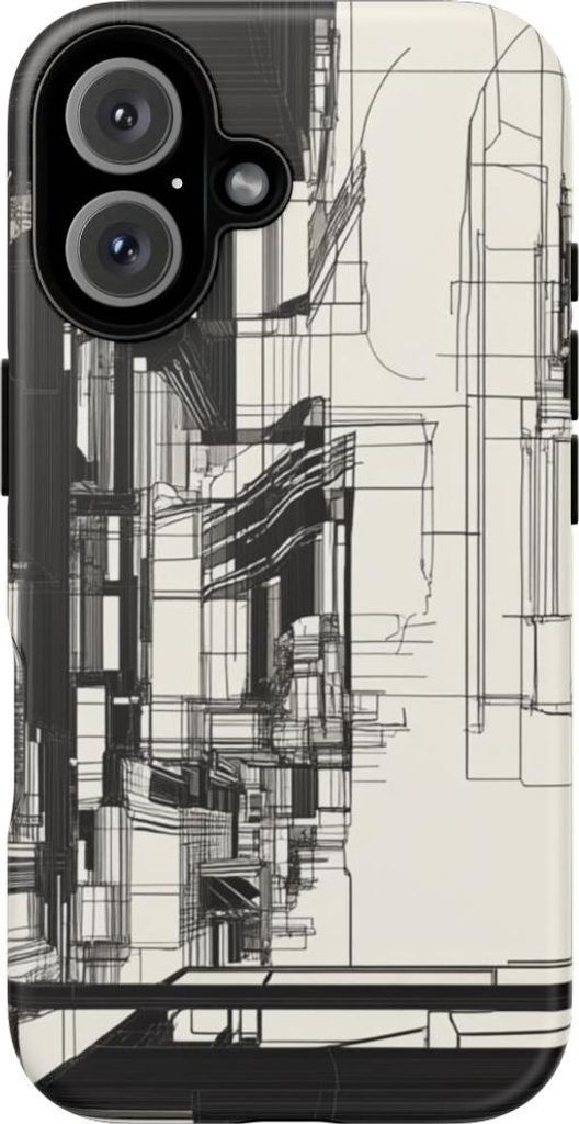 Abstrakte urbane Linienkunst – Hülle Kompatibel mit iPhone 16