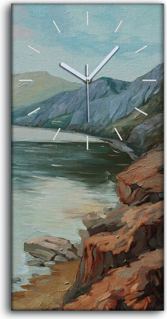 Dekor Leinwand Uhr Wandbilder Geräuschlos 30x60 Morgens auf dem Meer Gemälde - weiße Hände