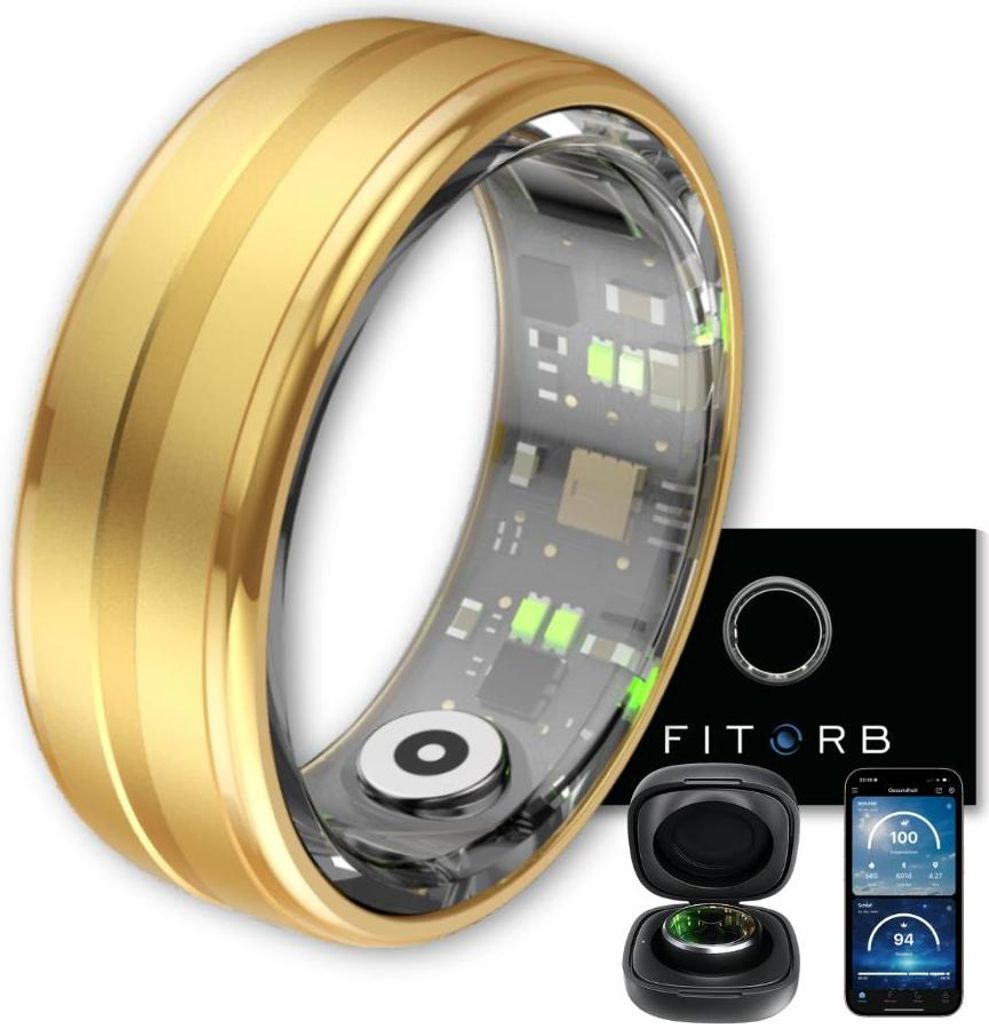 Fitorb Smart Ring Pro - Saturn Gold Gr. 10. Fitness- & Gesundheitsring, Schlaf- & Aktivitätstracking. Temperatur, Stress, Schritte