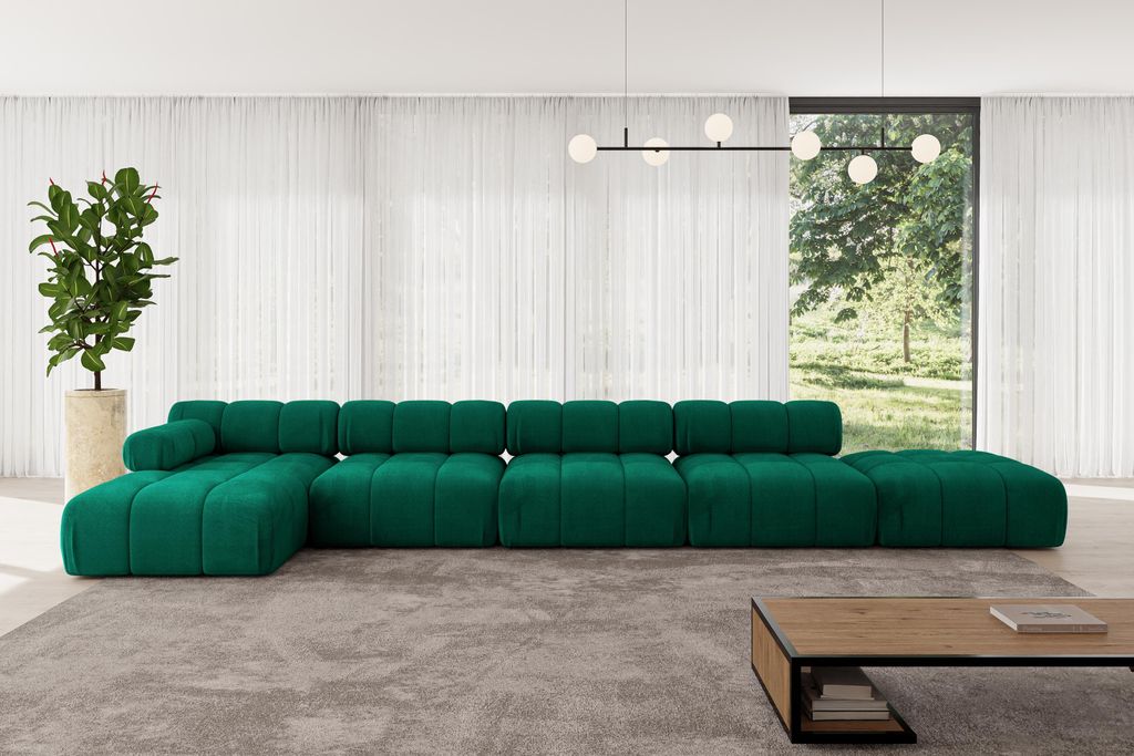 ALTDECOR Modulares Sofa Ecksofa in L-Form - Lizur-L3 - 475x160x70 cm Dunkelgrün Corner modular Sofa Eckcouch Couch Wohnlandschaft Cauchsofa Polste...