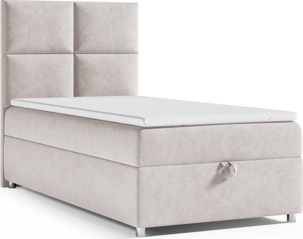 Best for Home Boxspringbett mit Bettkasten Trinity K2-SINGLE 100x200 Bonellfederkern inkl. Topper – Creme
