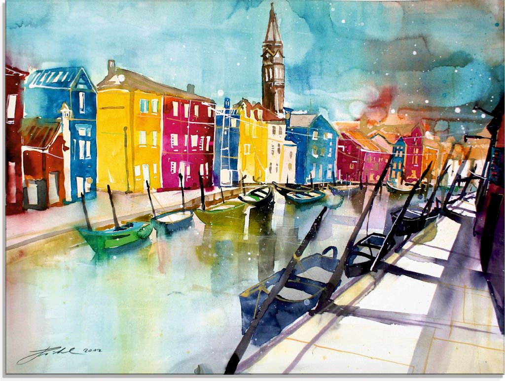 ARTland Glasbild Venedig Bunt Größe: 80x60 cm