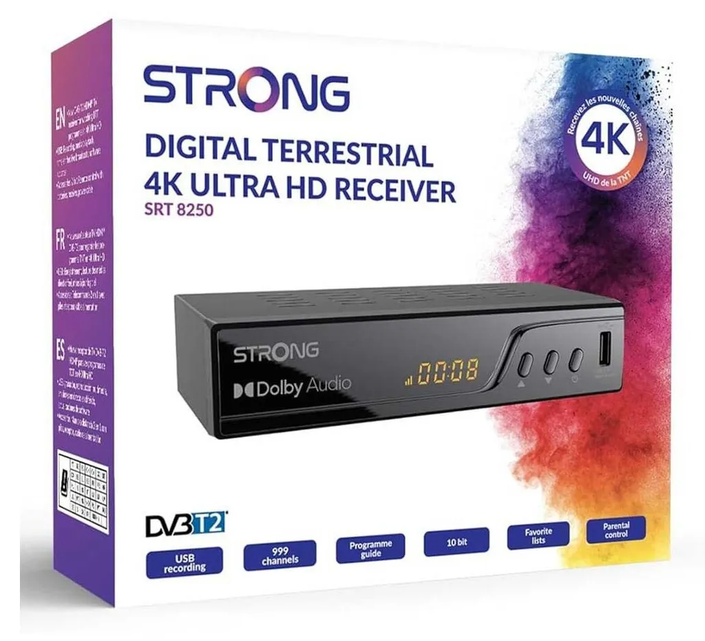 Décodeur TNT HD Strong SRT 8250 : Récepteur TV Numérique Terrestre DVB-T2